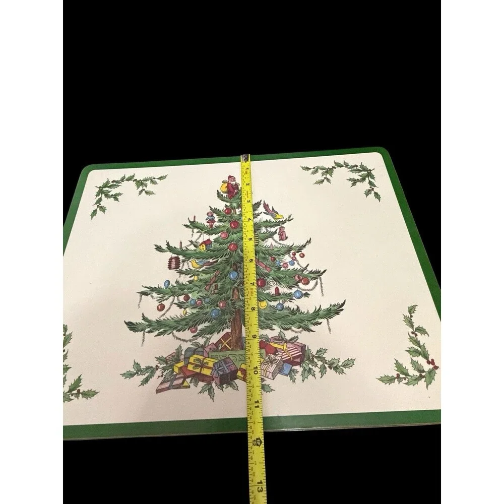 3 Spode Christmas Tree Placemats Pimpernel Acrylic Cork Backed England